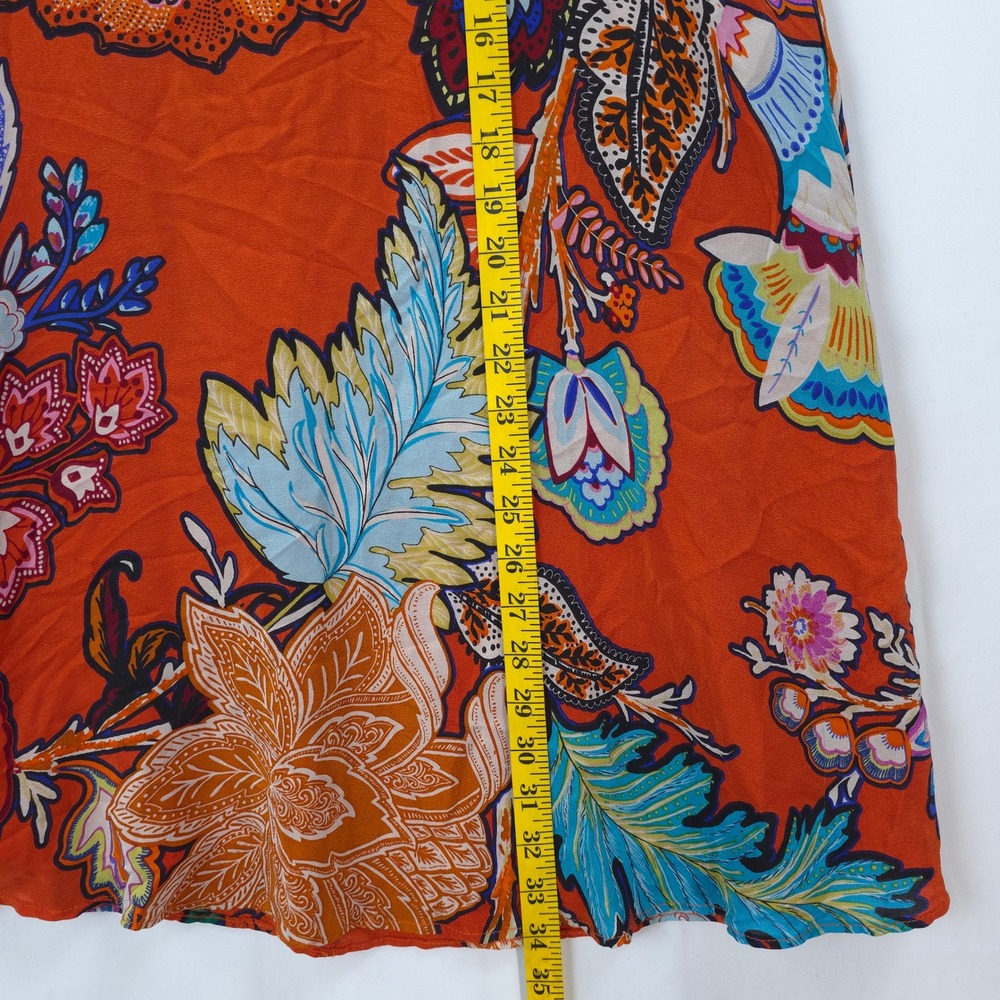 Maeve Anthropologie Silk Dress XS Floral Print Orange Sleeveless Shift Resort - Picture 5 of 11
